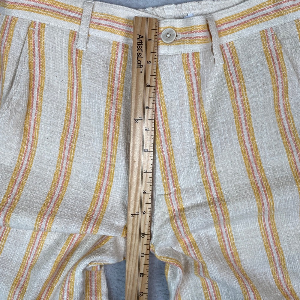 Zara Mens Textured Striped Shorts M Cream Orange Nautical Moroccan Coastal Beach - Picture 7 of 10